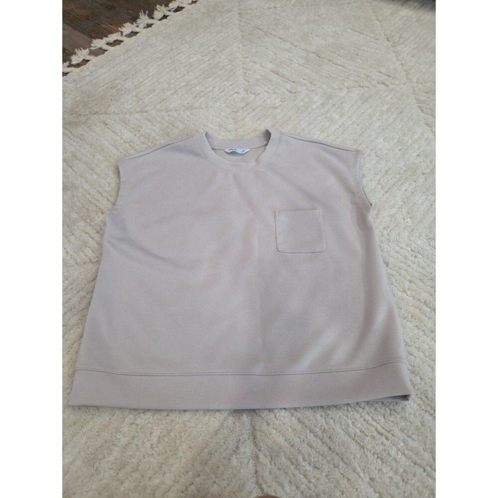 FLX Wander Sleeveless Sweatshirt Top Tan Crew Neck Pocket Extra Large SOFT B22